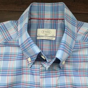 Eton Blue Check Slim Fit Shirt